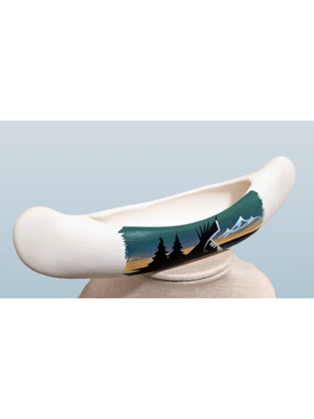Elsie Dini Navajo Cedar Mesa Pottery Canoe Hand Painted 8.5" Signed Southwestern